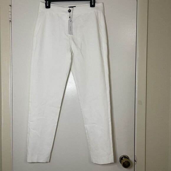 NEW! Karen Millen Cotton sateen tailored slim leg ivory white trouser pants US 6 - Picture 1 of 6